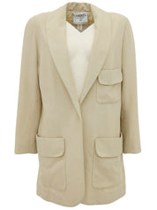 CCマークボタンロングジャケット ベージュ