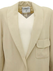 CCマークボタンロングジャケット ベージュ