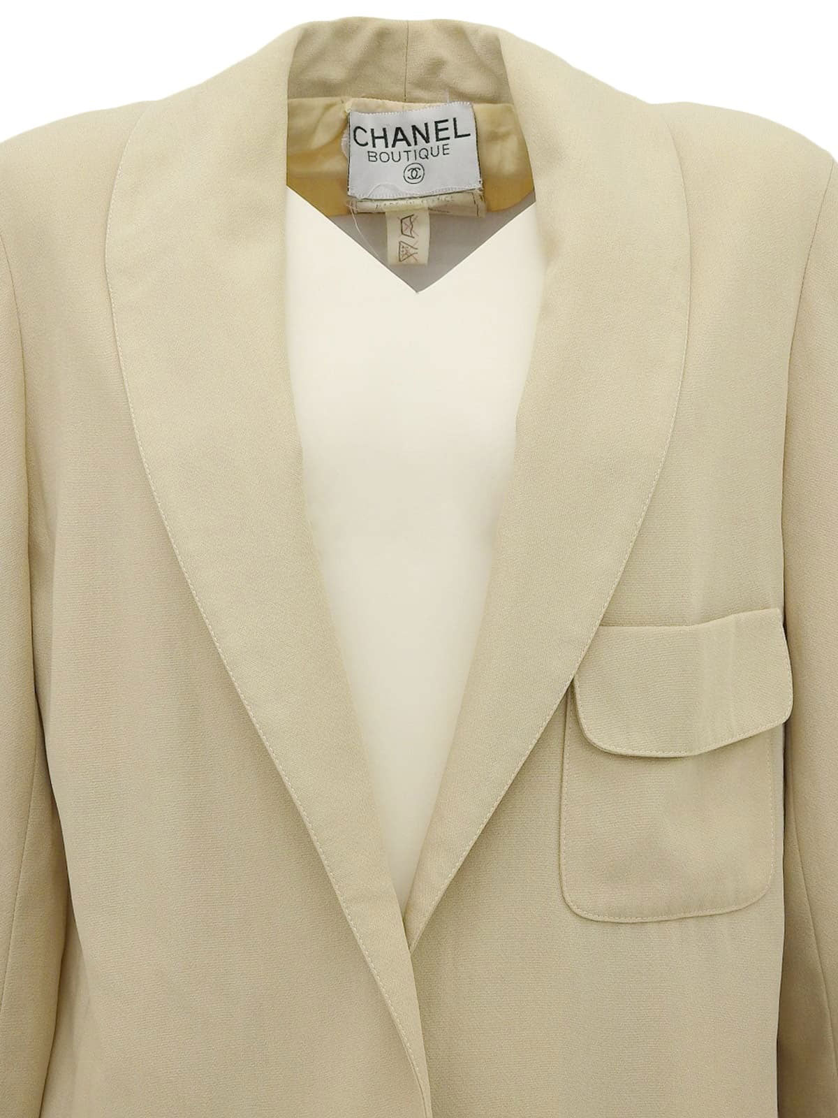 CCマークボタンロングジャケット ベージュ