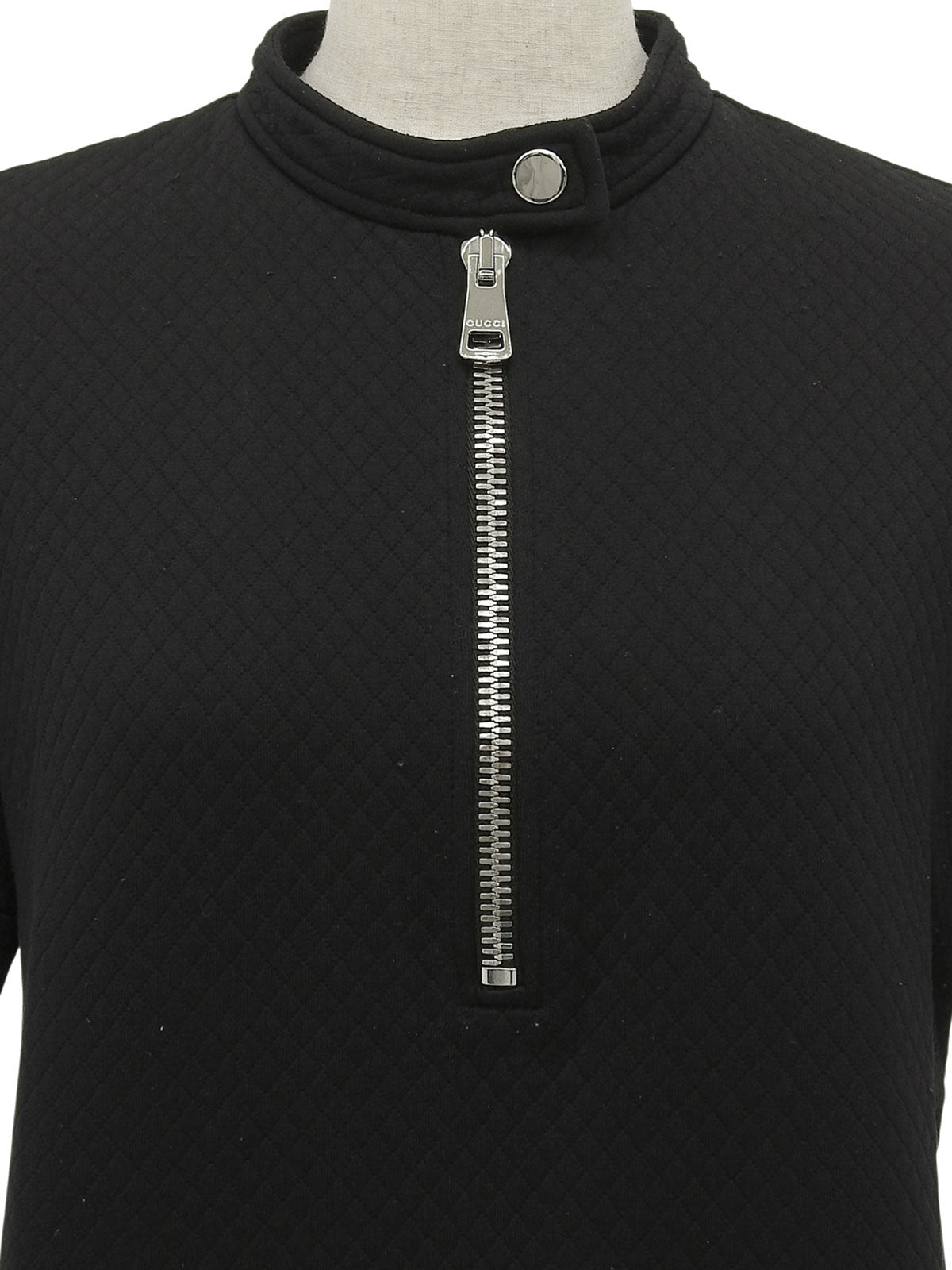 Logo Half Zip-Up Dress in Black