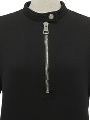 Logo Half Zip-Up Dress in Black