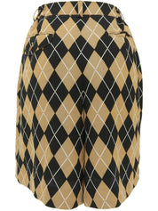 Logo Button Check Pattern Shorts Beige/Black