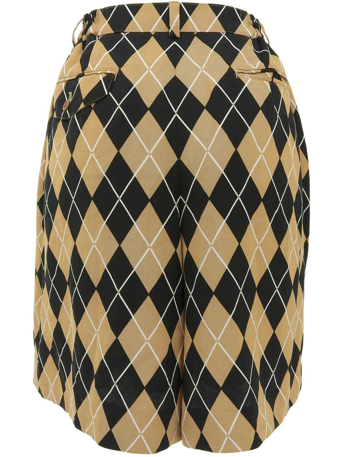 Logo Button Check Pattern Shorts Beige/Black