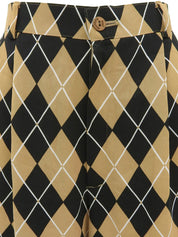 Logo Button Check Pattern Shorts Beige/Black