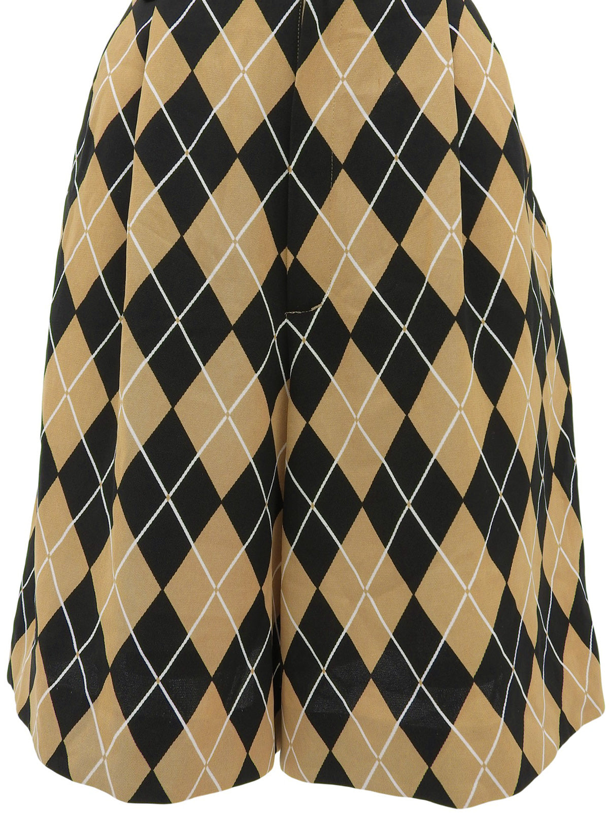 Logo Button Check Pattern Shorts Beige/Black