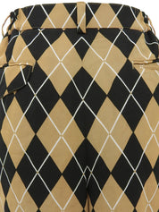 Logo Button Check Pattern Shorts Beige/Black