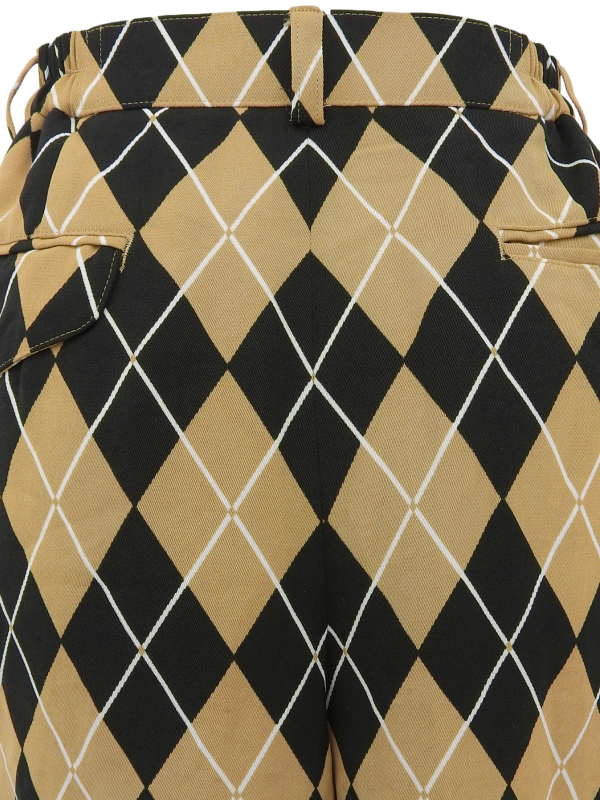 Logo Button Check Pattern Shorts Beige/Black