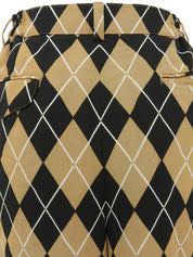 Logo Button Check Pattern Shorts Beige/Black