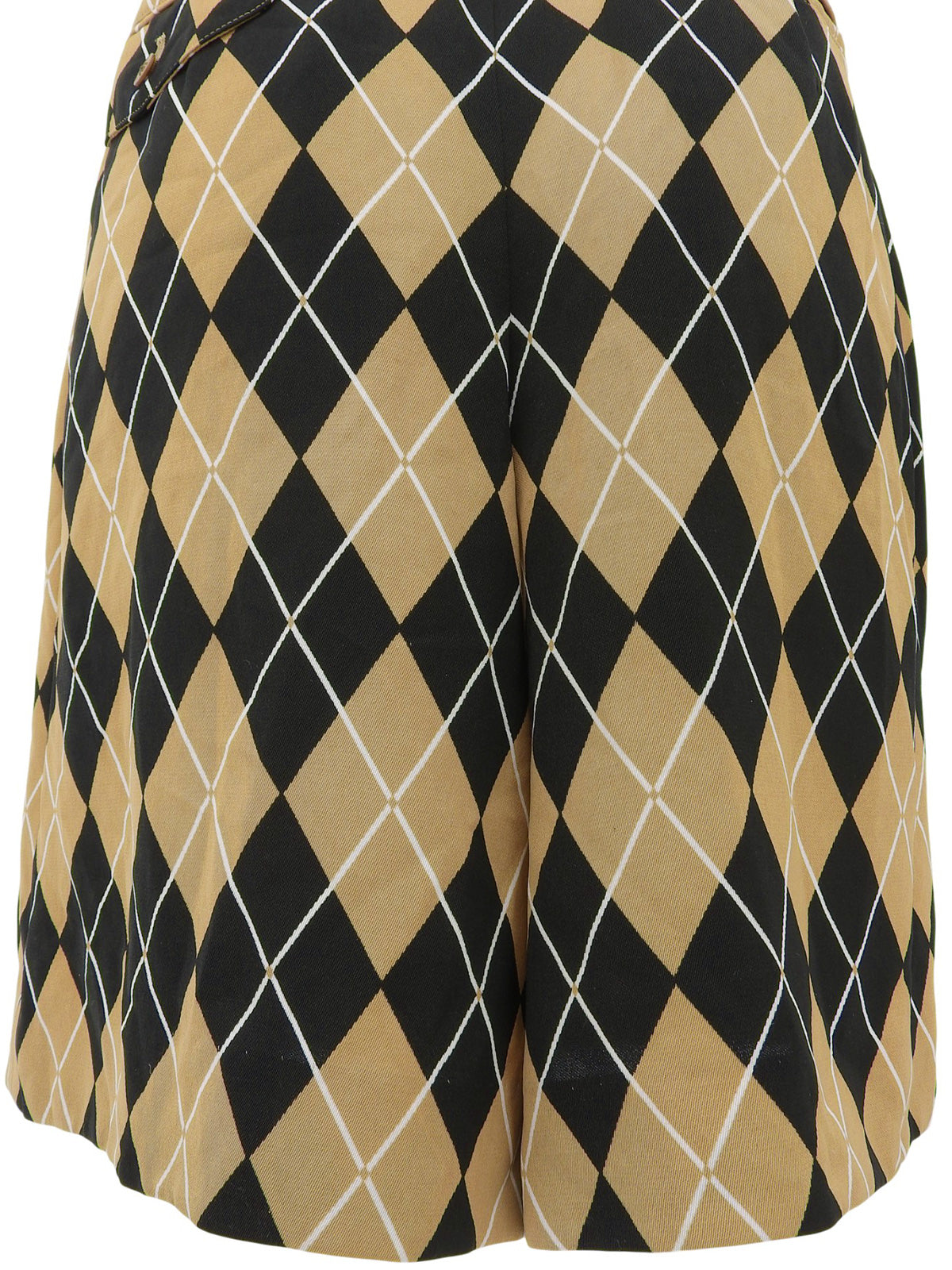 Logo Button Check Pattern Shorts Beige/Black