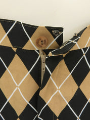 Logo Button Check Pattern Shorts Beige/Black