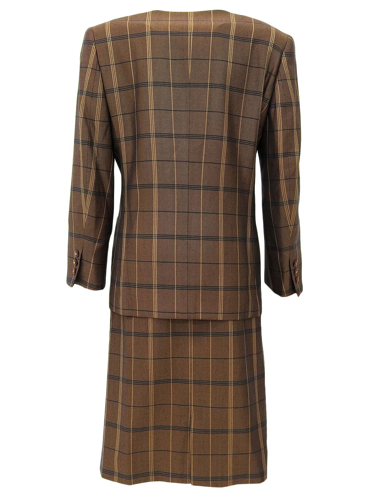 チェックパターンロゴボタンセットアップ ブラウン/マルチ