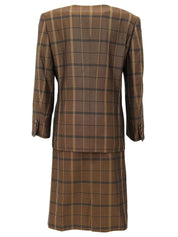 チェックパターンロゴボタンセットアップ ブラウン/マルチ