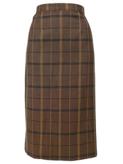 Check Pattern Logo Button Set in Brown/Multi