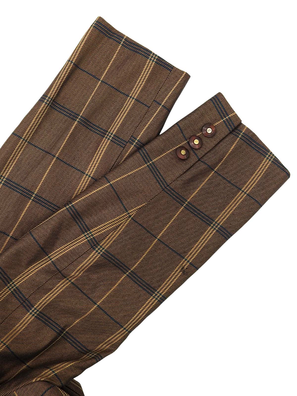 チェックパターンロゴボタンセットアップ ブラウン/マルチ