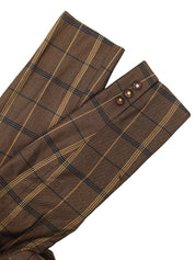 チェックパターンロゴボタンセットアップ ブラウン/マルチ