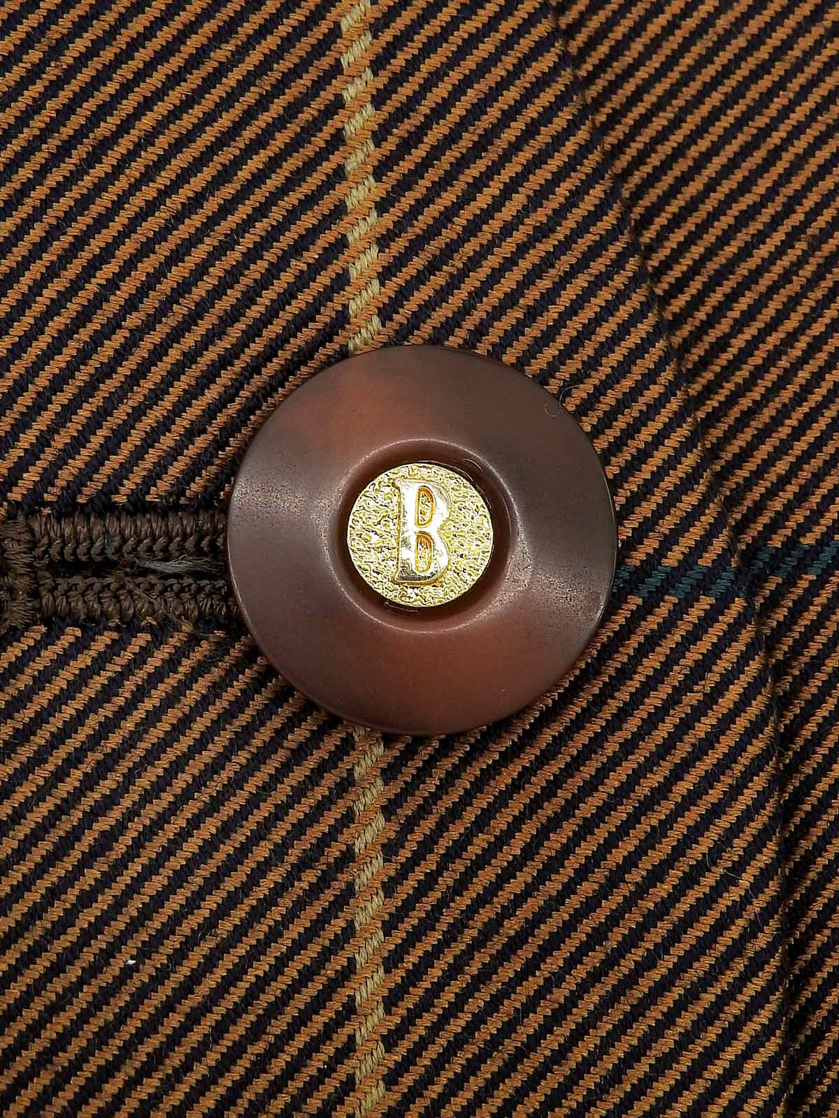 Check Pattern Logo Button Set in Brown/Multi
