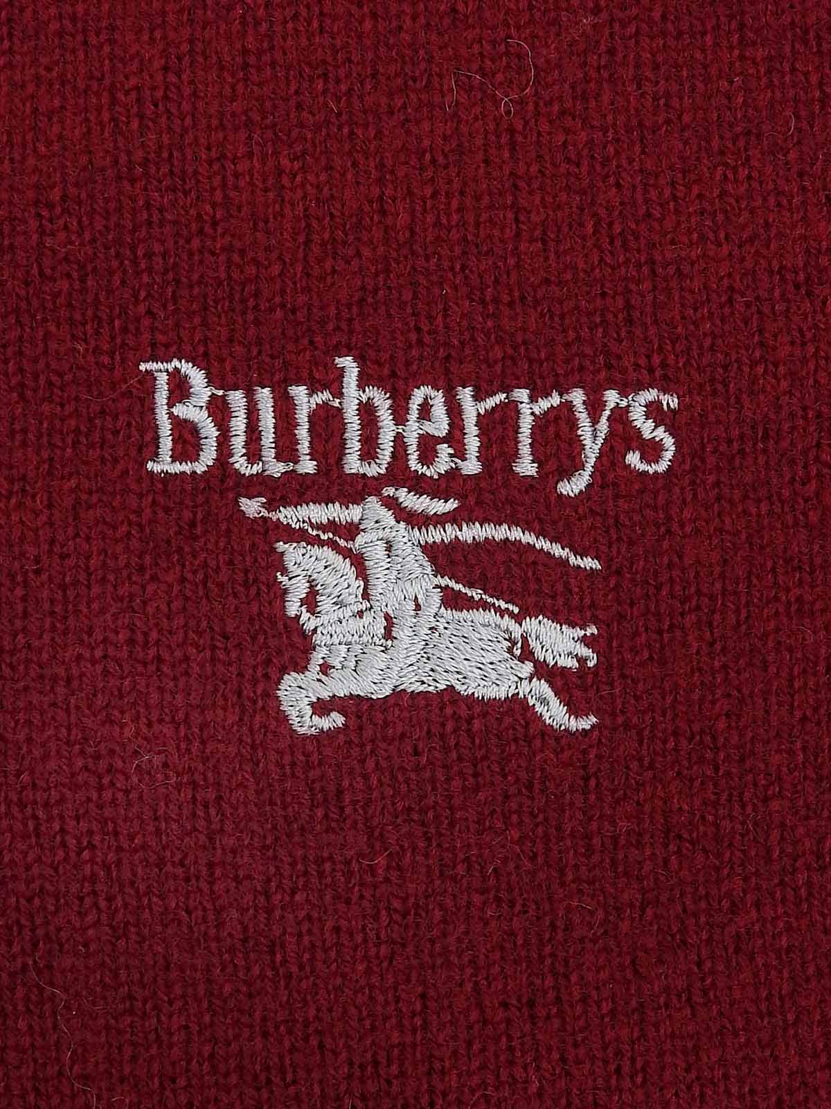 ロゴ刺繍Vネックセーター ボルドー