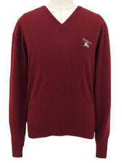 ロゴ刺繍Vネックセーター ボルドー