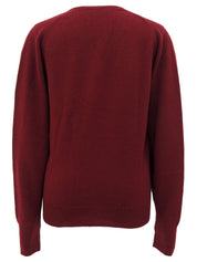 Embroidered Logo V-Neck Sweater in Bordeaux