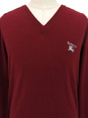 ロゴ刺繍Vネックセーター ボルドー