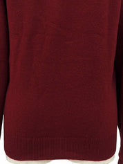 Embroidered Logo V-Neck Sweater in Bordeaux