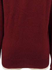 ロゴ刺繍Vネックセーター ボルドー