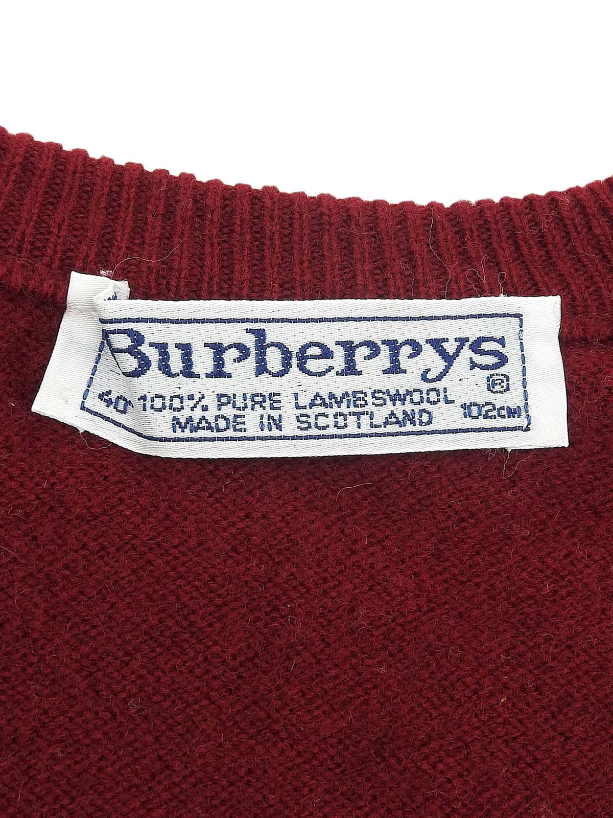 波尔多红刺绣Logo V领毛衣
