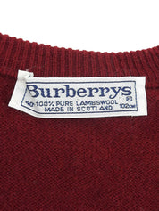 波尔多红刺绣Logo V领毛衣