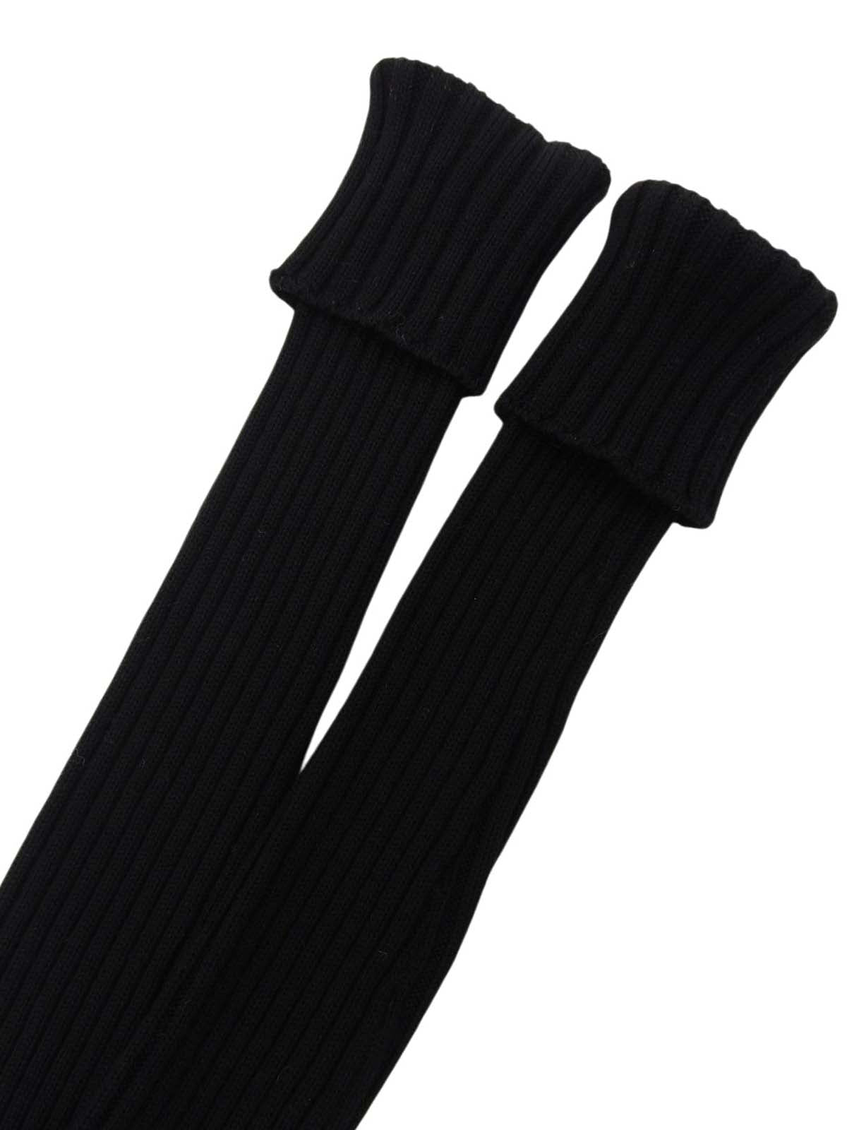 モヘアロゴボタンデザインリブニットトップス ブラック/ベージュ