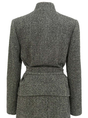 ウールラメローズコサージュセットアップ グレー