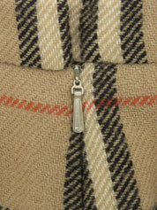 Wool Check Pattern Pleated Skirt in Beige/Multi