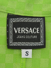 Patterned zip-up jacket in yellow-green