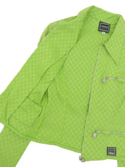 Patterned zip-up jacket in yellow-green