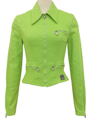 Patterned zip-up jacket in yellow-green