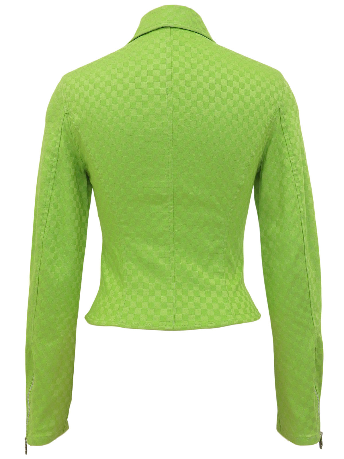 Patterned zip-up jacket in yellow-green