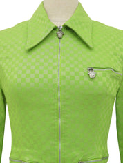 Patterned zip-up jacket in yellow-green