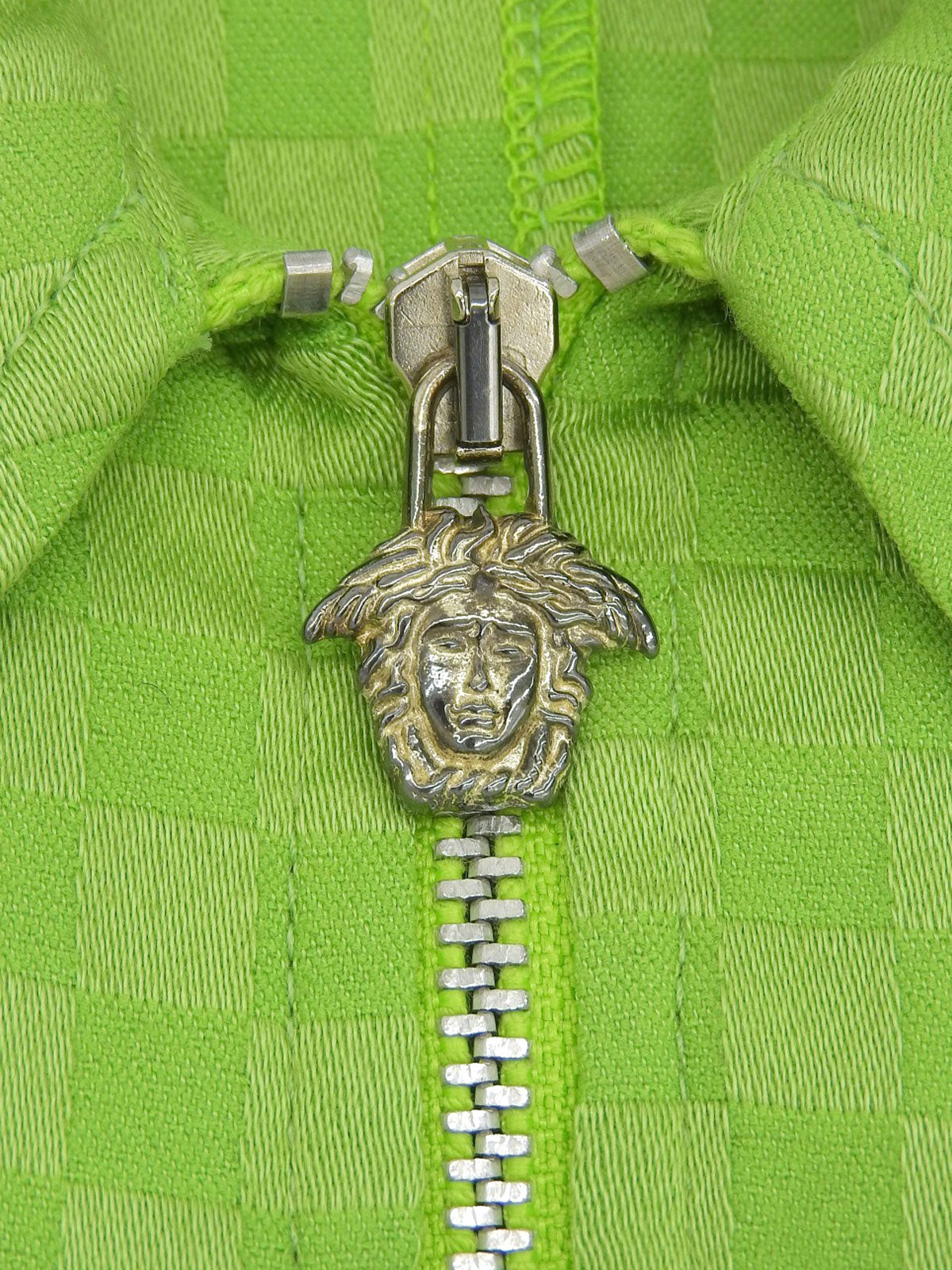 Patterned zip-up jacket in yellow-green