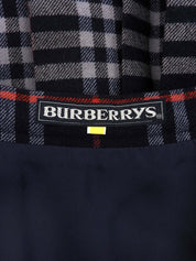 Navy wool Nova check pattern pleated skirt