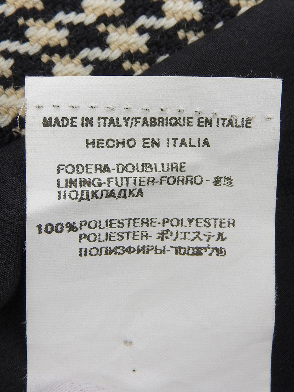 ウールハウンドトゥースパターンフリルジャケット　ブラック/マルチ