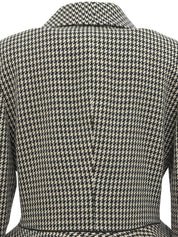 ウールハウンドトゥースパターンフリルジャケット　ブラック/マルチ