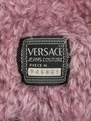 Mohair short zip-up fur jacket in pink