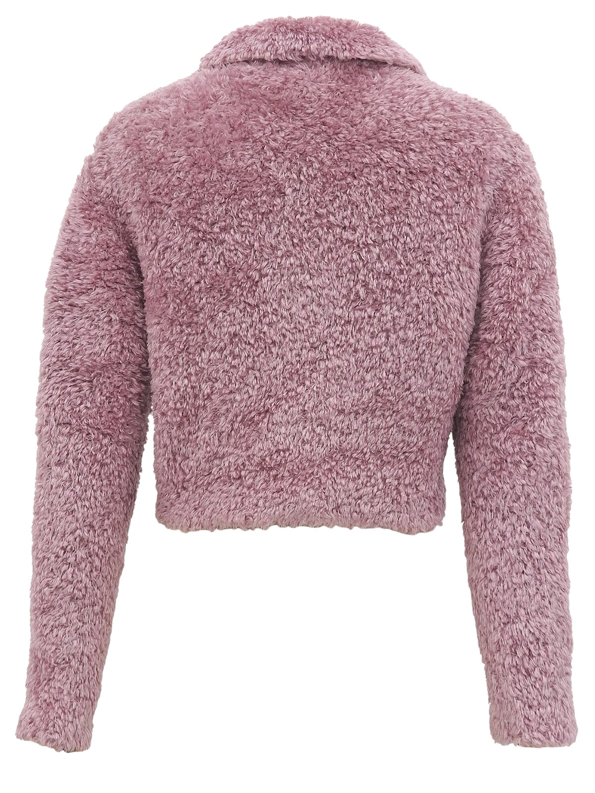 Mohair short zip-up fur jacket in pink