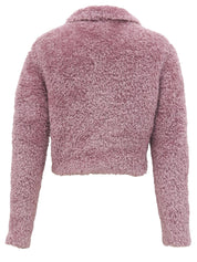 Mohair short zip-up fur jacket in pink