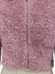 Mohair short zip-up fur jacket in pink