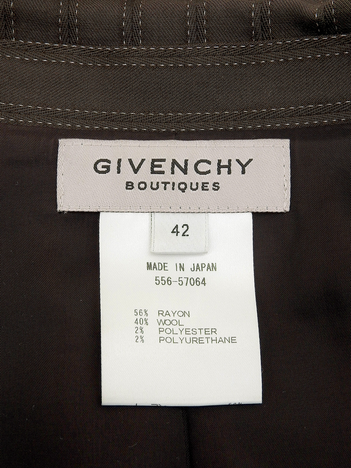 ストライプパターンロゴボタンセットアップ ダークブラウン