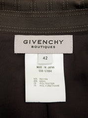 ストライプパターンロゴボタンセットアップ ダークブラウン