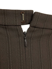 ストライプパターンロゴボタンセットアップ ダークブラウン