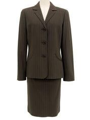 ストライプパターンロゴボタンセットアップ ダークブラウン