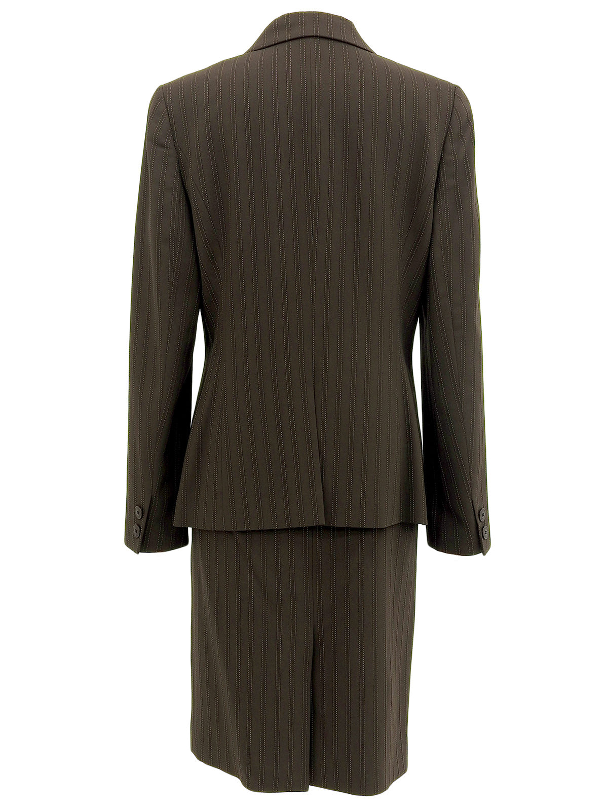 ストライプパターンロゴボタンセットアップ ダークブラウン