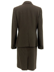 ストライプパターンロゴボタンセットアップ ダークブラウン